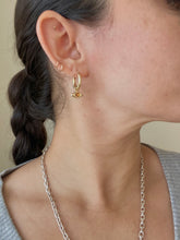 Load image into Gallery viewer, Evil Eye Charm Hoop Earrings with Gemstones
