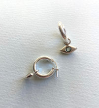 Load image into Gallery viewer, Evil Eye Charm Hoop Earrings with Gemstones
