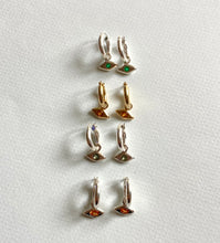 Load image into Gallery viewer, Evil Eye Charm Hoop Earrings with Gemstones
