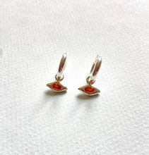 Load image into Gallery viewer, Evil Eye Charm Hoop Earrings with Gemstones
