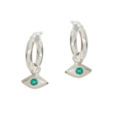 Load image into Gallery viewer, Evil Eye Charm Hoop Earrings with Gemstones
