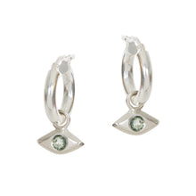 Load image into Gallery viewer, Evil Eye Charm Hoop Earrings with Gemstones
